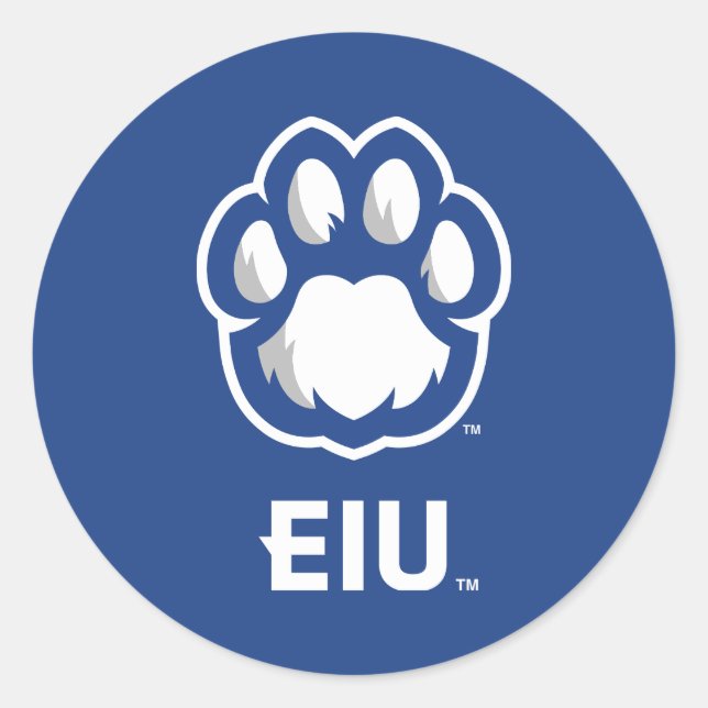 Eastern Illinois Panthers Paw Print & EIU Classic Round Sticker (Front)