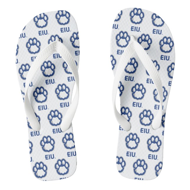 Eastern Illinois Panthers Paw Print & EIU Flip Flops (Footbed)