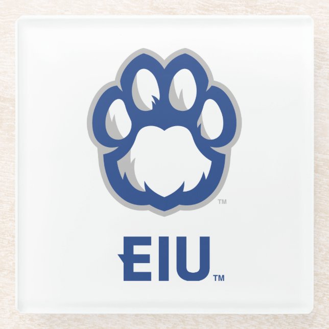 Eastern Illinois Panthers Paw Print & EIU Glass Coaster (Front)