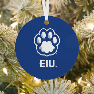 Eastern Illinois Panthers Paw Print & EIU Metal Tree Decoration