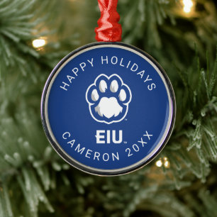 Eastern Illinois Panthers Paw Print & EIU Metal Tree Decoration