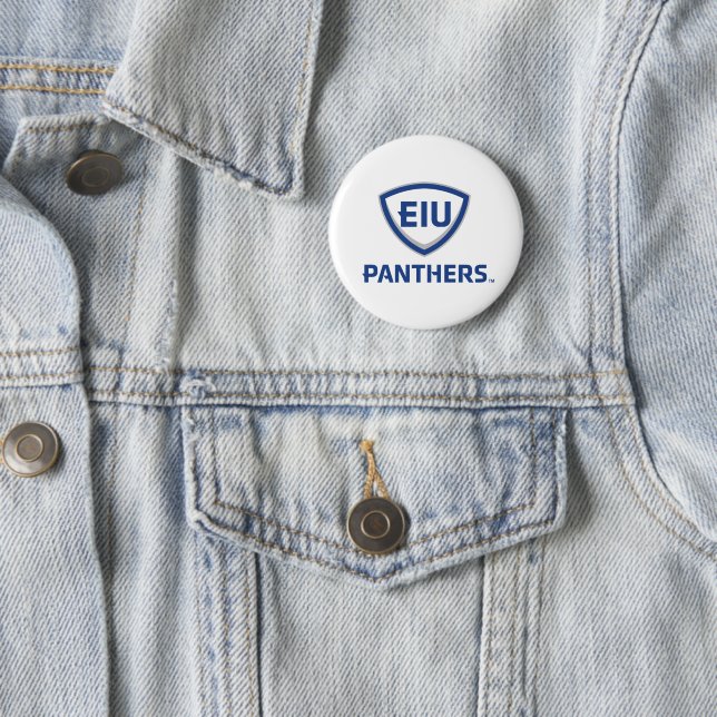 Eastern Illinois Panthers Shield & Wordmark Logo 6 Cm Round Badge (In Situ)