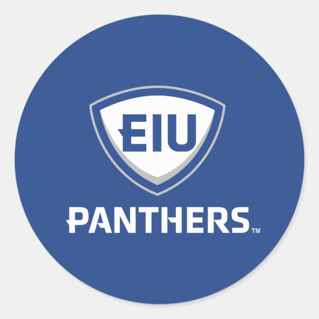 Eastern Illinois Panthers Shield & Wordmark Logo Classic Round Sticker (Front)