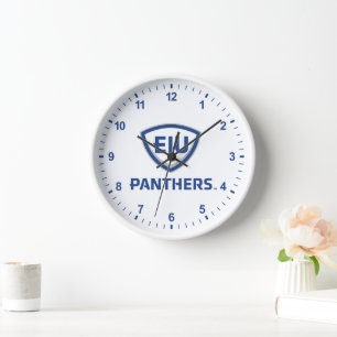 Eastern Illinois Panthers Shield & Wordmark Logo Clock