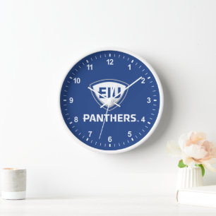 Eastern Illinois Panthers Shield & Wordmark Logo Clock