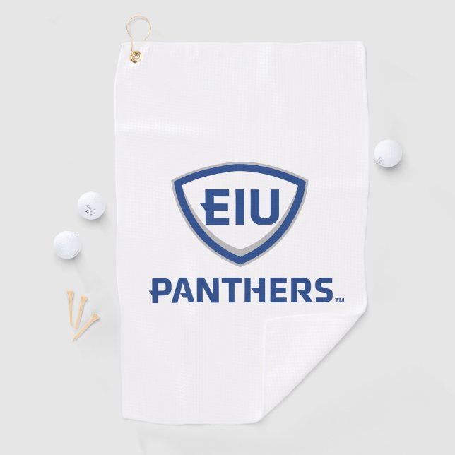 Eastern Illinois Panthers Shield & Wordmark Logo Golf Towel (InSitu)