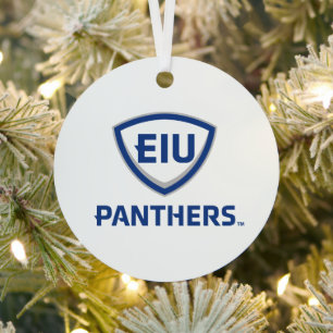 Eastern Illinois Panthers Shield & Wordmark Logo Metal Tree Decoration
