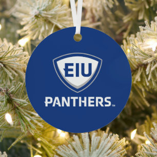 Eastern Illinois Panthers Shield & Wordmark Logo Metal Tree Decoration