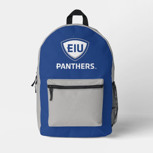 Eastern Illinois Panthers Shield & Wordmark Logo Printed Backpack (Front)