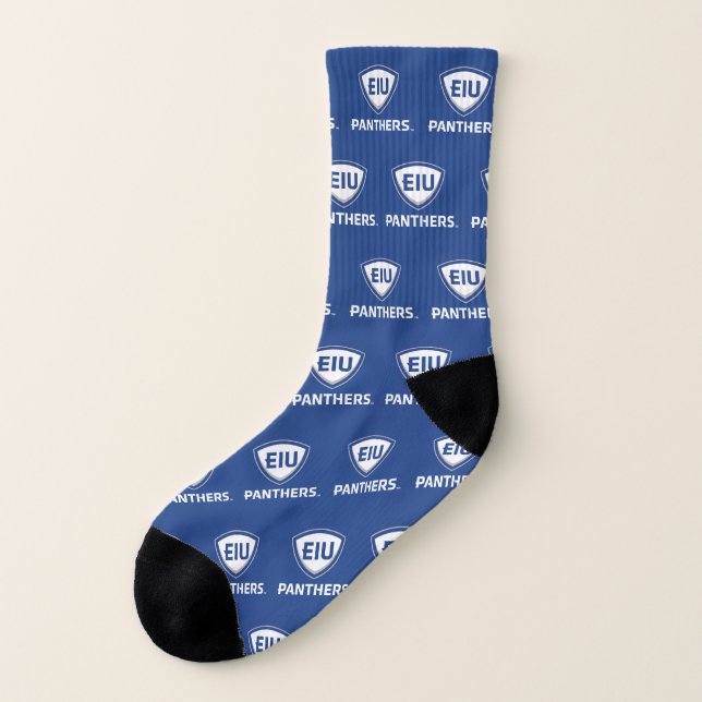 Eastern Illinois Panthers Shield & Wordmark Logo Socks (Left Outside)