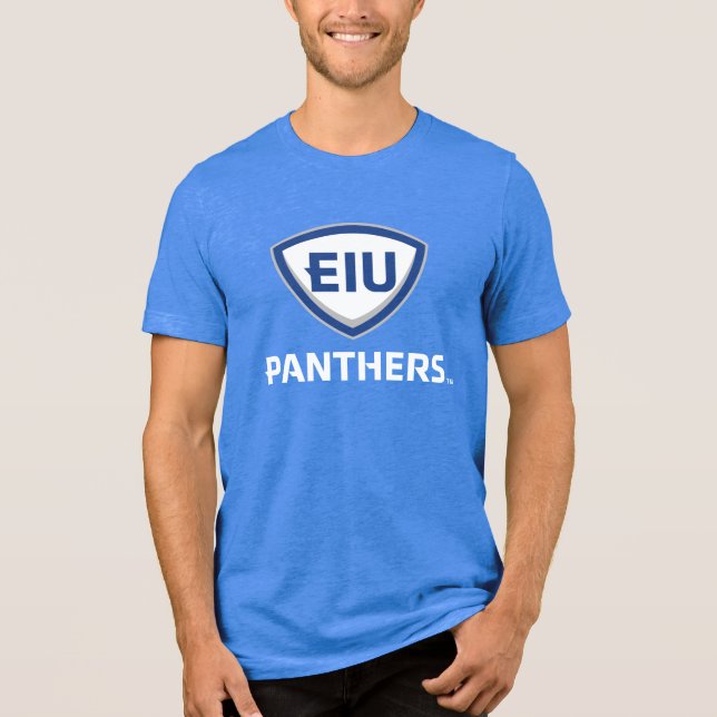 Eastern Illinois Panthers Shield & Wordmark Logo Tri-Blend Shirt (Front)