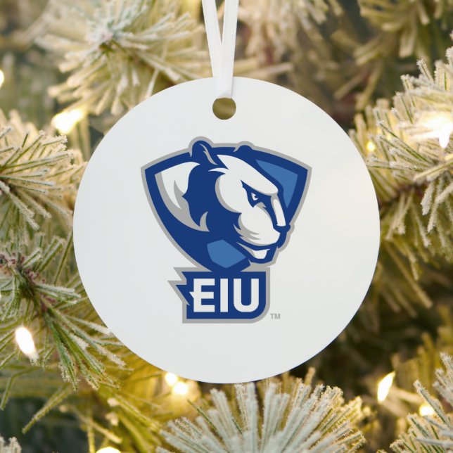 Eastern Illinois University Panthers Logo Metal Tree Decoration (Insitu)