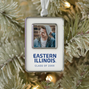Eastern Illinois University Wordmark Logo 2 Silver Plated Framed Ornament