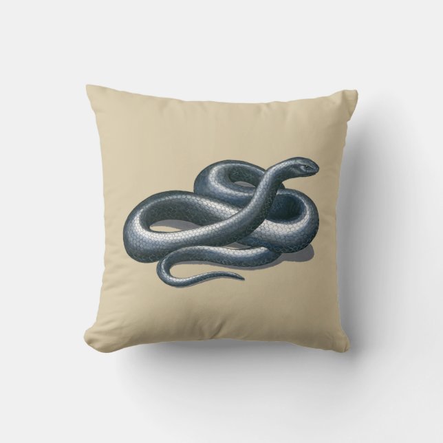 Eastern Indigo Snake Reptile Art Throw Pillow (Front)