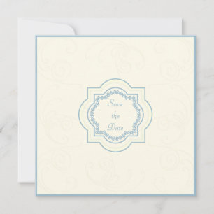 Eastern Inspired Save the Date in Blue & Ivory Invitation