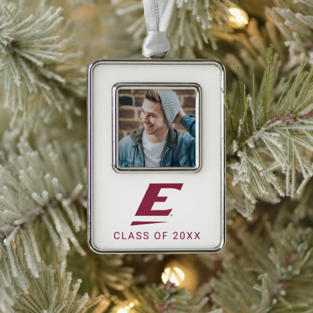 Eastern Kentucky University E Silver Plated Framed Ornament (Tree)