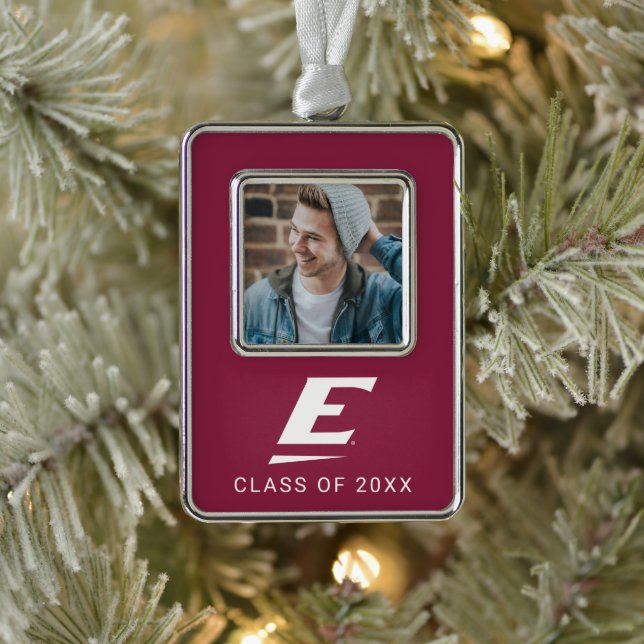 Eastern Kentucky University E Silver Plated Framed Ornament (Tree)