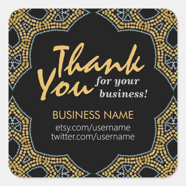Eastern Mosaic Thank You Business Square sticker (Front)