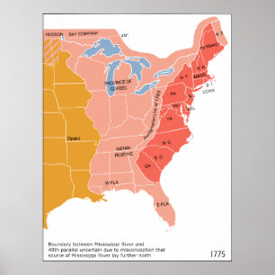 Eastern North America Map in 1775 Poster
