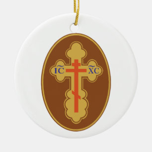 Eastern Orthodox Cross Ceramic Tree Decoration
