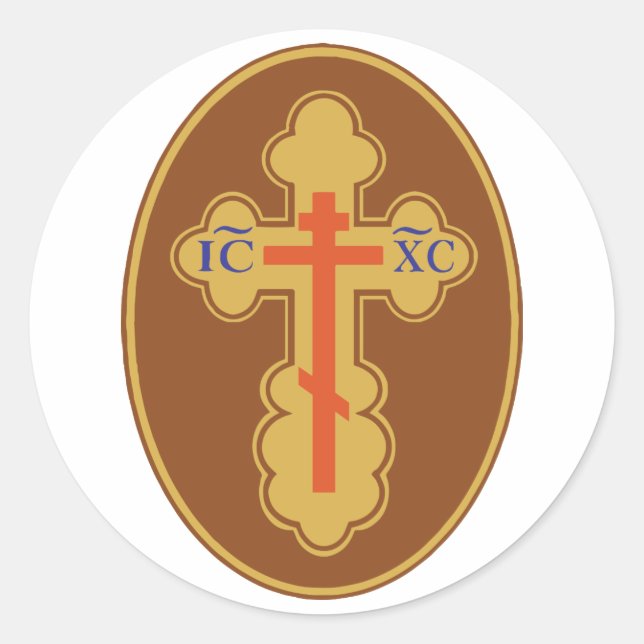Eastern Orthodox Cross Classic Round Sticker (Front)