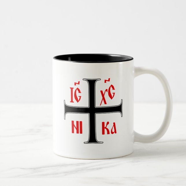 Eastern Orthodox Cross Two-Tone Coffee Mug (Right)