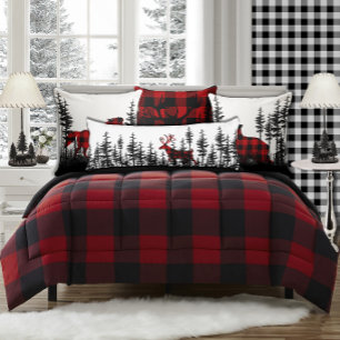 Eastern Pine Tree Forest Plaid Stag Reindeer Body Cushion