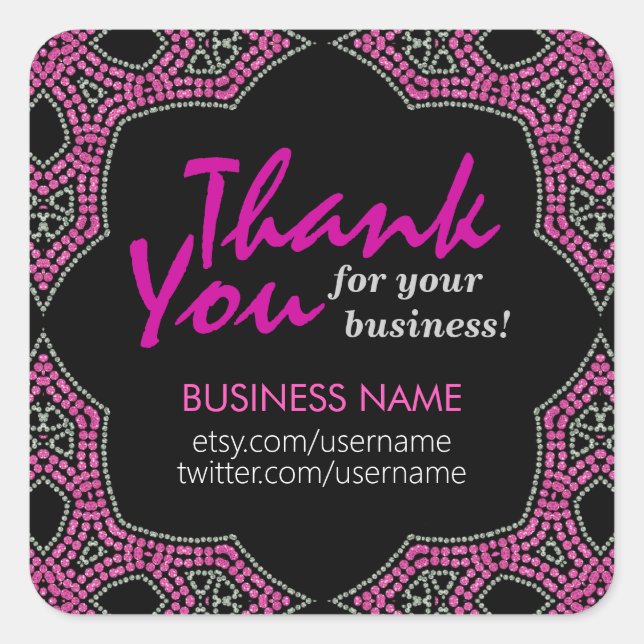Eastern Pink Mosaic Thank You Business sticker (Front)
