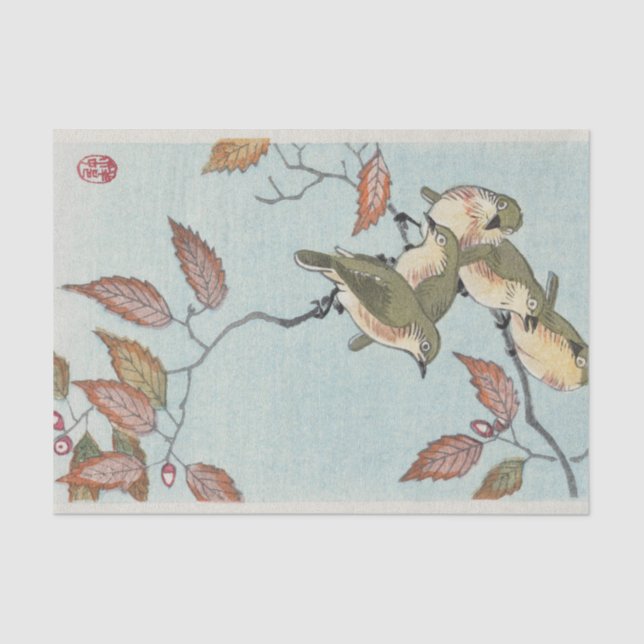 EASTERN PRINT OF BIRDS ON BRANCH Tissue Paper (Front)