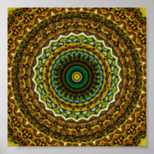Eastern Promise Mandala Kaleidoscope Pattern Poster