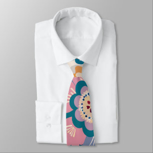 Eastern Retro Floral Pastel Custom Pattern Tie