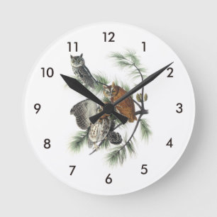 Eastern Screech Owl by Audubon Round Clock