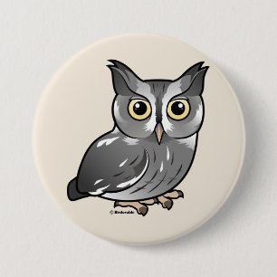 Eastern Screech Owl (Grey Phase) 7.5 Cm Round Badge