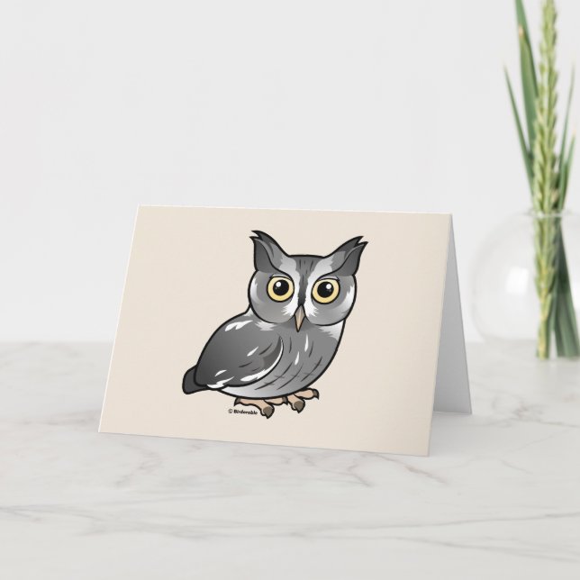 Eastern Screech Owl (Grey Phase) Holiday Card (Front)