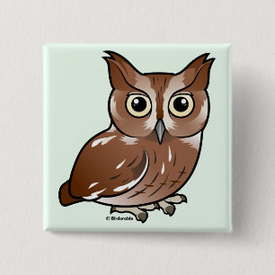 Eastern Screech Owl (Red Phase) 15 Cm Square Badge