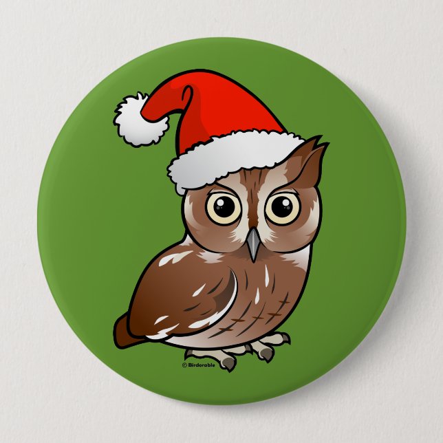 Eastern Screech Owl Santa 10 Cm Round Badge (Front)