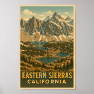 Eastern Sierra California Vintage Travel Poster