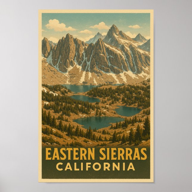 Eastern Sierra California Vintage Travel Poster (Front)