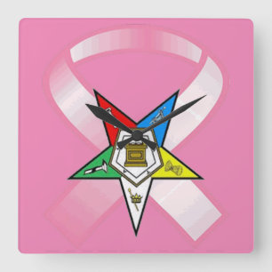 Eastern Star Breast Cancer Square Wall Clock