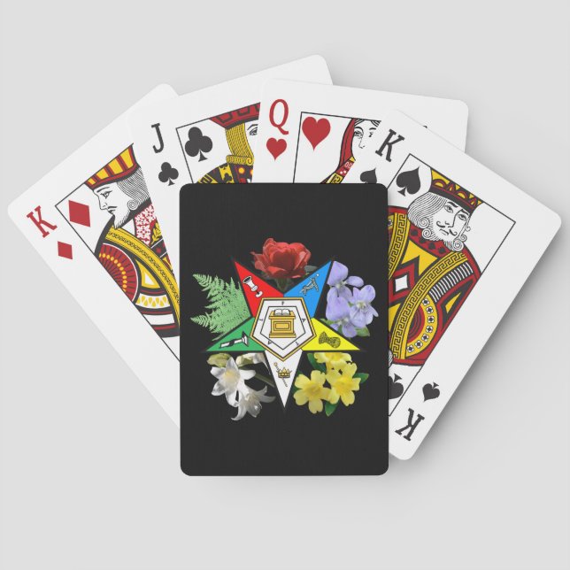 Eastern Star floral playing cards (Back)