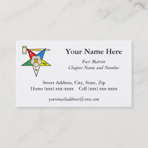 Eastern Star Past Matron Business Card