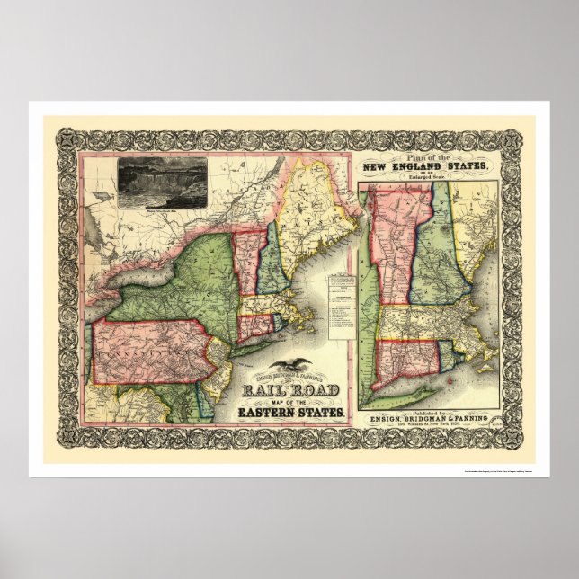 Eastern States Railroad Map 1856 Poster (Front)