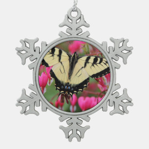 Eastern Swallowtail Snowflake Pewter Christmas Ornament