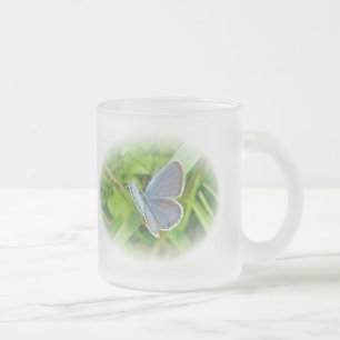 Eastern Tailed Blue Butterfly Frosted Glass Coffee Mug