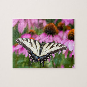 Eastern Tiger Swallowtail Butterfly On Coneflowers Jigsaw Puzzle