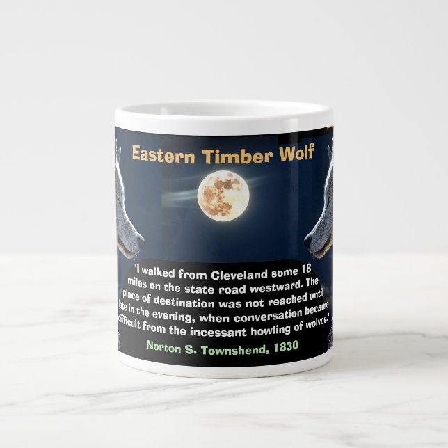 Eastern Timber Wolf, lamenting the absence - Large Coffee Mug (Front)