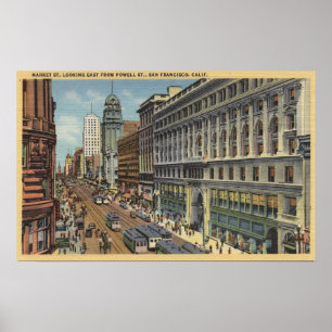 Eastern View of Market St from Powell St Poster
