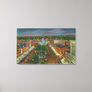 Eastern View of Public Square, Town Clock Canvas Print