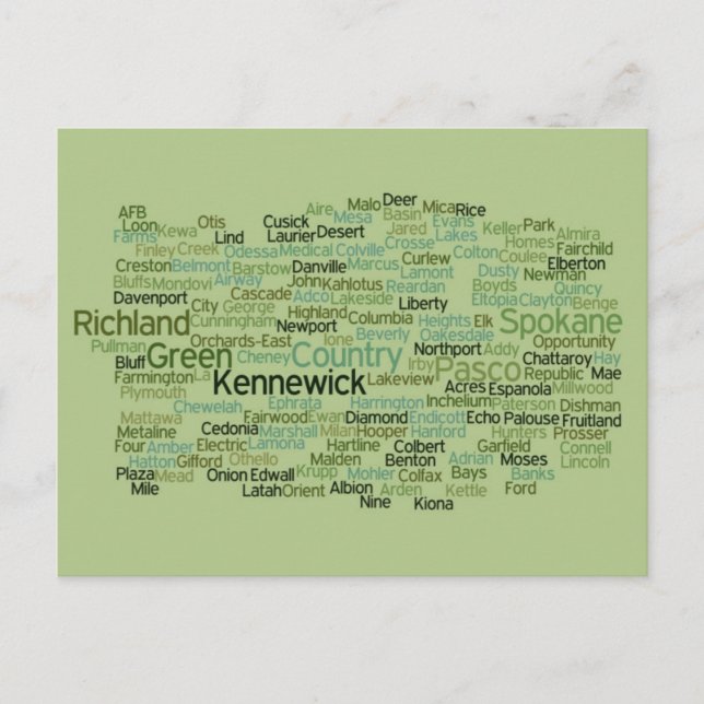 Eastern Washington Cities Postcard (Front)