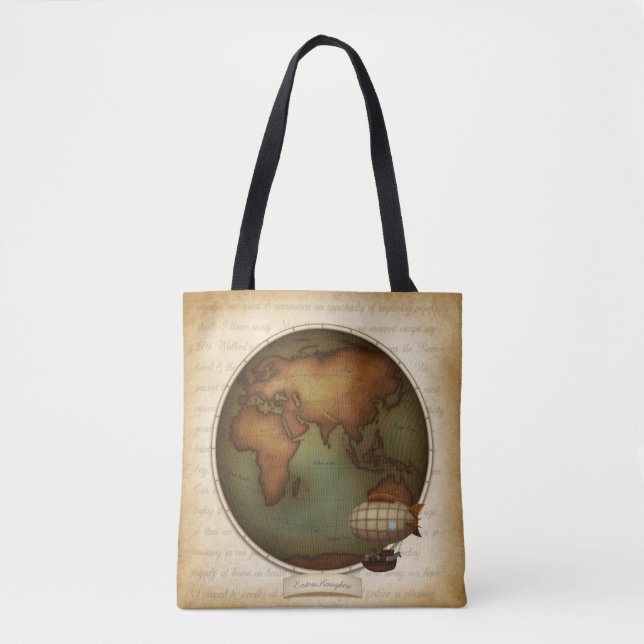 Eastern & Western Hemispheres Map Neo-Victorian Tote Bag (Front)